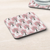 Sakura Pink Cherry Blossom Baumdesign Getränkeuntersetzer (Linke Seite)