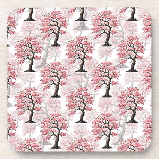 Sakura Pink Cherry Blossom Baumdesign Getränkeuntersetzer (Vorderseite)