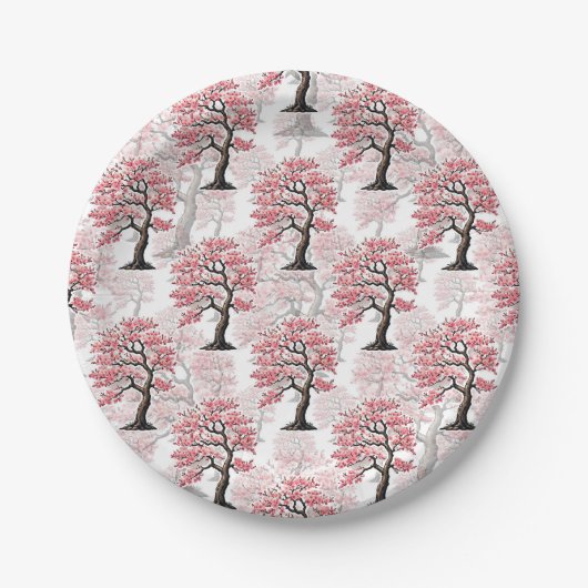 Sakura Pink Cherry Blossom Baumdesign Pappteller (Vorderseite)