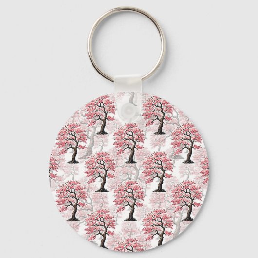 Sakura Pink Cherry Blossom Baumdesign Schlüsselanhänger (Vorderseite)