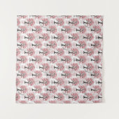 Sakura Pink Cherry Blossom Baumdesign Wandteppich (Vorderseite (Horizontal))