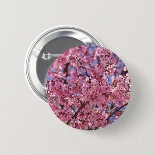 Sakura Pink Cherry Blossom Sky Button (Vorne & Hinten)