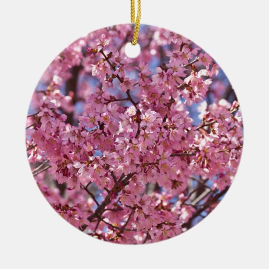 Sakura Pink Cherry Blossom Sky Keramikornament (Vorne)