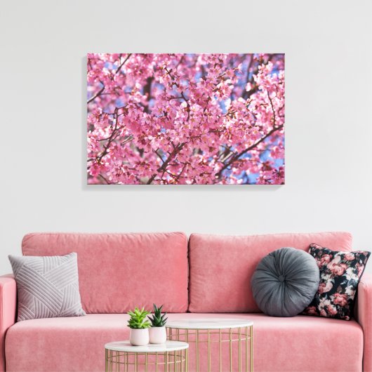 Sakura Pink Cherry Blossom Sky Poster Leinwanddruck (Insitu (Wohnzimmer))