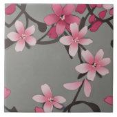Sakura Pink - Japanische Blume auf dunkelgrau Fliese (Vorderseite)