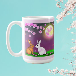Sakura Rabbits Under Cherry Trees and Pink Moon Kaffeetasse