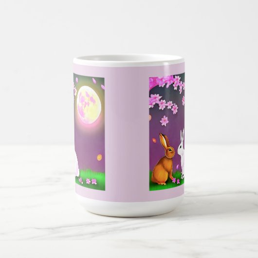 Sakura Rabbits Under Cherry Trees and Pink Moon Kaffeetasse (Mittel)