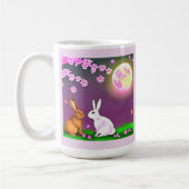 Sakura Rabbits Under Cherry Trees and Pink Moon Kaffeetasse (Links)