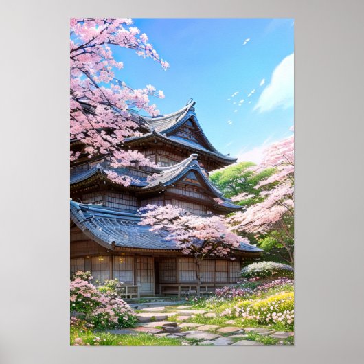 Sakura Retreat, Traditionelle Landschaft Inn Poster (Vorne)