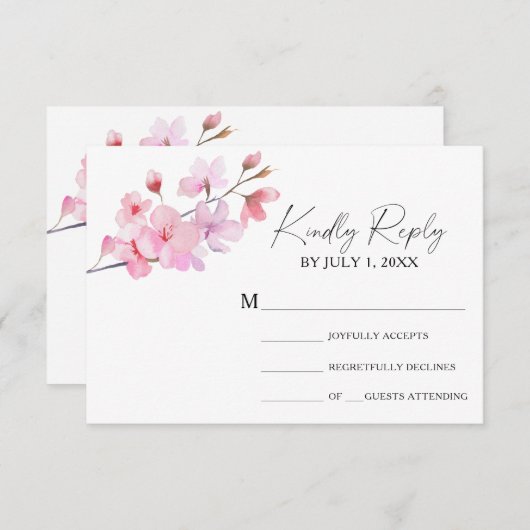 Sakura - RSVP-Karte für Hochzeiten RSVP Karte (Vorne/Hinten)