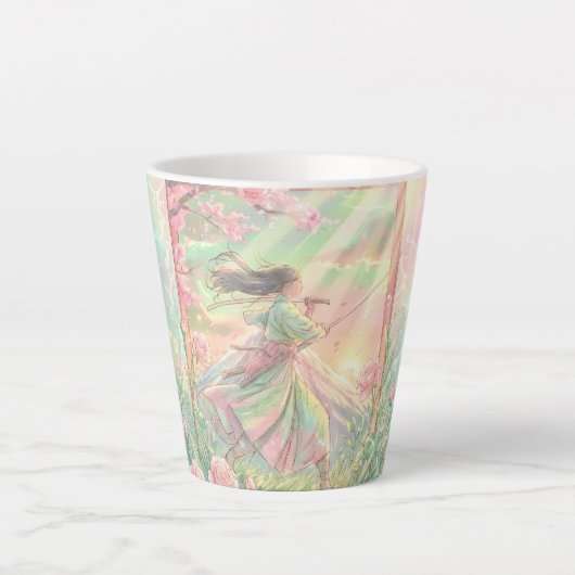 Sakura Samurai japanische Latte-Tasse Milchtasse (Vorderseite)