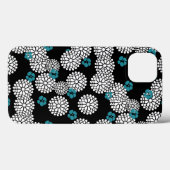Sakura schwarz blaue Blüten Blumenmuster Case-Mate iPhone Hülle (Rückseite (Horizontal))