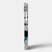 Sakura schwarz blaue Blüten Blumenmuster Case-Mate iPhone Hülle (Rückseite / Links)