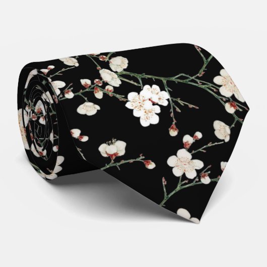 Sakura schwarz-weiß Neck Tie Krawatte (Gerollt)