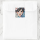 Sakura Serenity Portrait Quadratischer Aufkleber (Tasche)