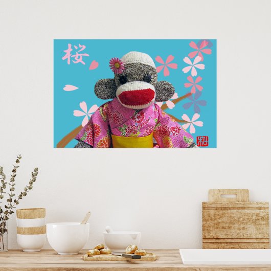 Sakura Sock Monkey Poster (Küche)