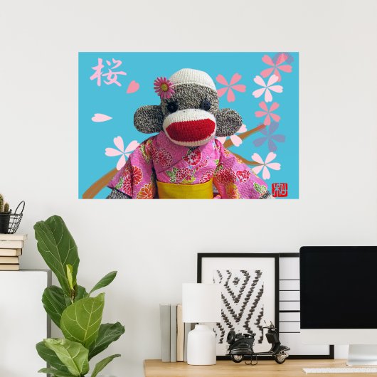 Sakura Sock Monkey Poster (Heimbüro)