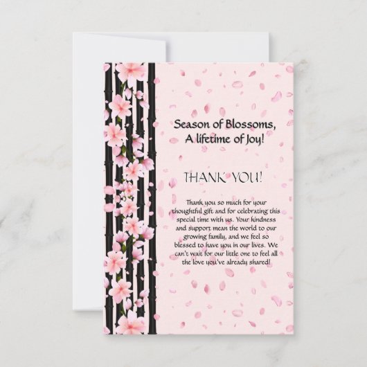 Sakura Spring Cherry Blossoms Babydusche Dankeskarte (Vorderseite)