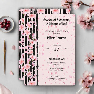 Sakura Spring Cherry Blossoms Babydusche Einladung