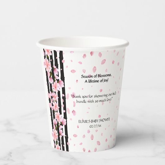 Sakura Spring Cherry Blossoms Babydusche Pappbecher (Rückseite)