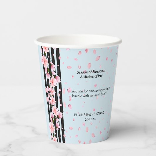 Sakura Spring Cherry Blossoms Babydusche Pappbecher (Rückseite)