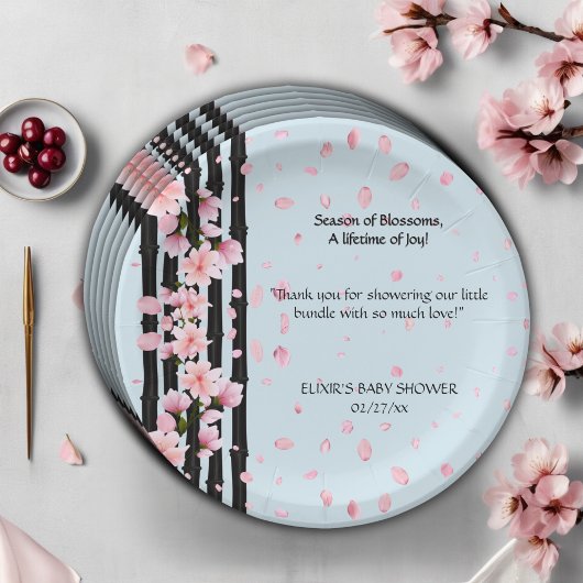 Sakura Spring Cherry Blossoms Babydusche Pappteller