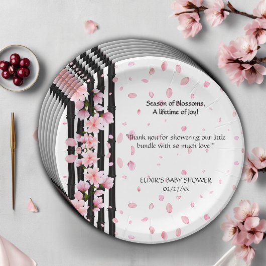 Sakura Spring Cherry Blossoms Babydusche Pappteller