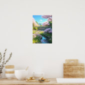Sakura Stream, Paradies an der Brücke Poster (Küche)