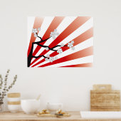 Sakura Sunrise White Cheroms Blume Zen Poster (Küche)