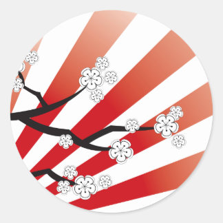 Sakura Sunrise White Cheroms Blume Zen Runder Aufkleber