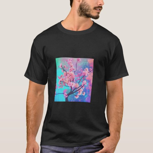 Sakura Synthwave farbenfroh Vaporwave Cherry Bloss T-Shirt (Vorderseite)