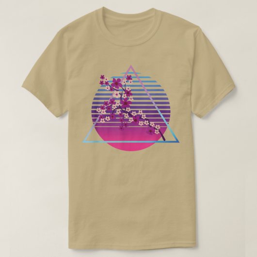 Sakura Synthwave Japanische Blume Vaporwave Cherry T-Shirt (Design vorne)