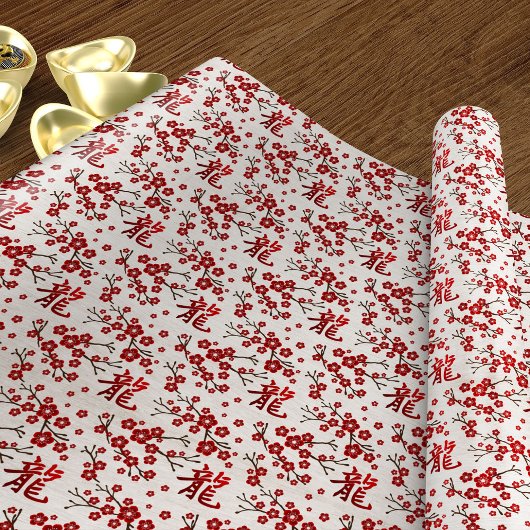 Sakura Tree Blossom und Symbol des Drachen Geschenkpapier