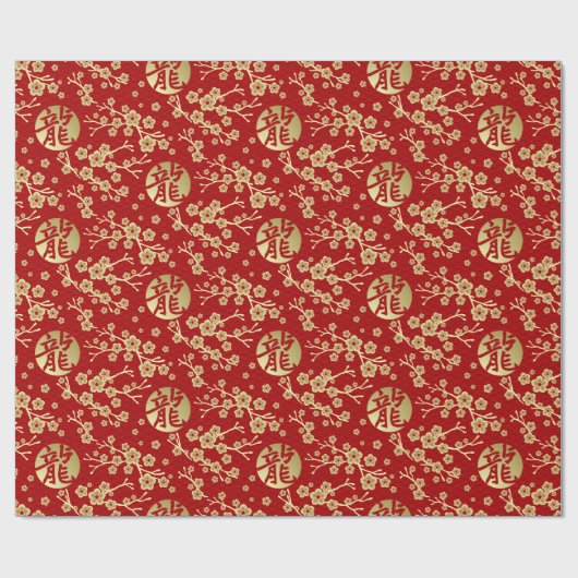 Sakura Tree Blossom und Symbol des Drachen Geschenkpapier (Flach)