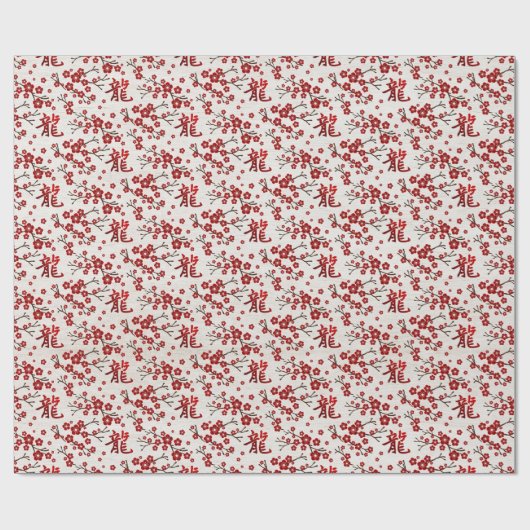 Sakura Tree Blossom und Symbol des Drachen Geschenkpapier (Flach)