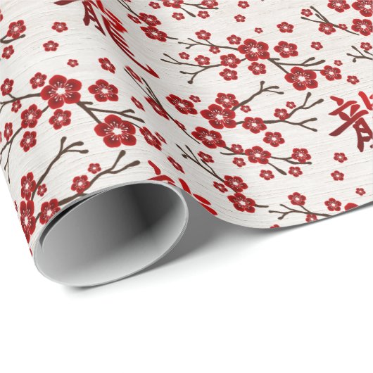 Sakura Tree Blossom und Symbol des Drachen Geschenkpapier (Rolleneckpunkt)