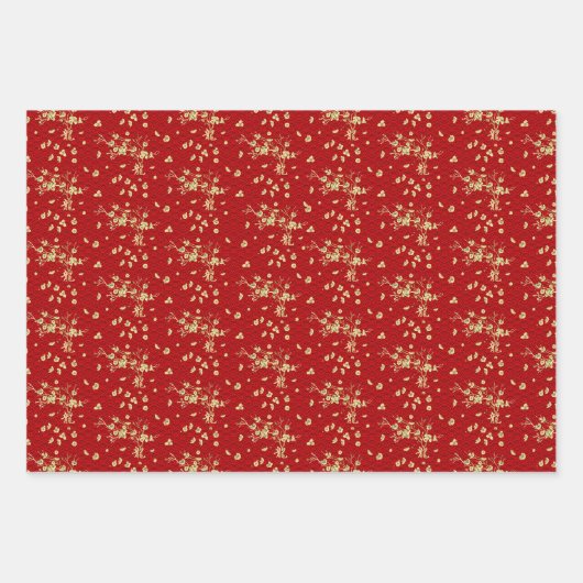 Sakura Tree Blossom und Symbol des Drachen Geschenkpapier Set (Vorderseite)