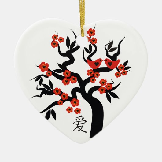Sakura Tree Chinesische Liebe Symbol Sonderschmuck Keramik Ornament (Vorne)