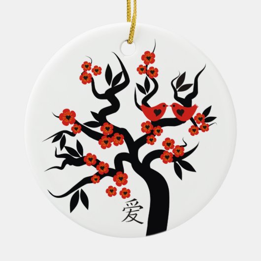Sakura Tree Chinesische Liebe Symbol Sonderschmuck Keramikornament (Vorne)