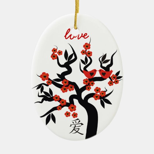 Sakura Tree Chinesische Liebe Symbol Sonderschmuck Keramikornament (Vorne)