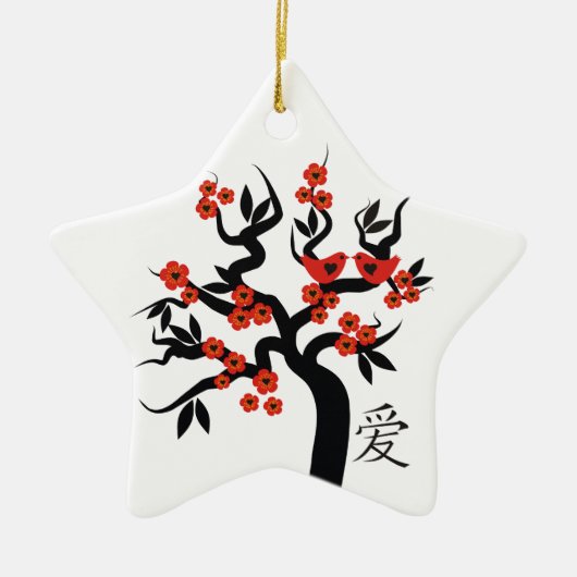 Sakura Tree Chinesische Liebe Symbol Sonderschmuck Keramikornament (Vorne)