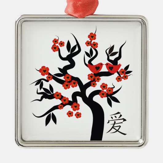 Sakura Tree Chinesische Liebe Symbol Sonderschmuck Silbernes Ornament (Vorne)