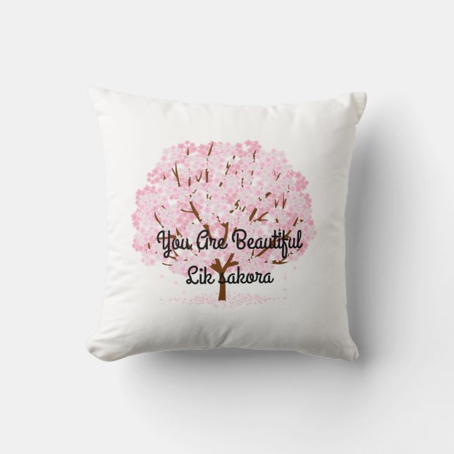 Sakura Tree in Full Bloom - Elegantes Frühjahrsdes Kissen (Vorderseite)