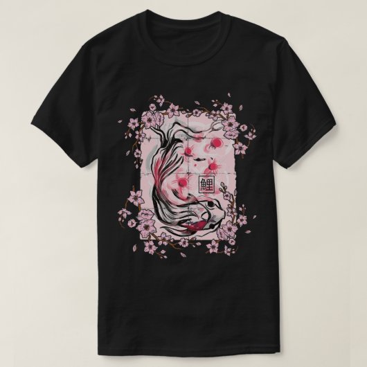 Sakura Tree Koi p Pink Cherry Blossom Blume Tree T-Shirt (Design vorne)