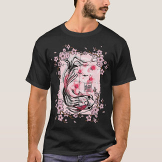 Sakura Tree Koi p Pink Cherry Blossom Blume Tree T-Shirt