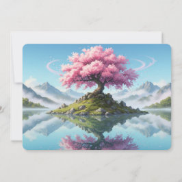 Sakura Tree Lake Landscape Postcard - Artistic Asi Einladung