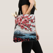 Sakura tree Paper Art, Baum mit roten Blume Tasche (Von Nahem)