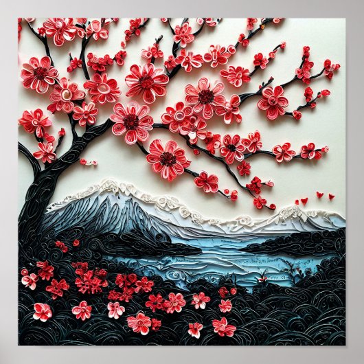 Sakura tree Paper Art Poster (Vorne)