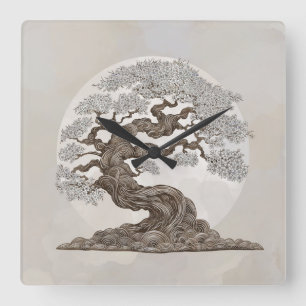 Sakura Tree - Pearl Blossom Quadratische Wanduhr