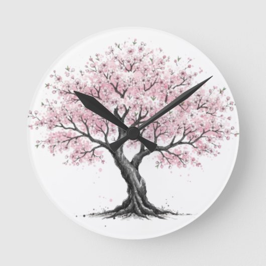 Sakura Tree Runde Wanduhr (Vorderseite)
